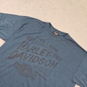 Harley-Davidson Shirt Mens XL Blue Indianapolis Fishers Indiana Racing Tee